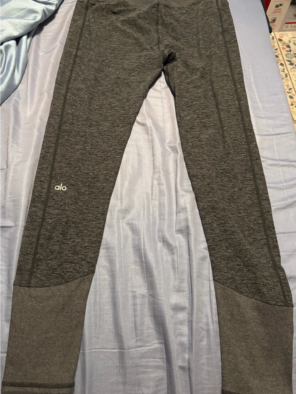 Alo Yoga High‑Rise Heather Gray Ribbed Leggings – Women’s Size XL
